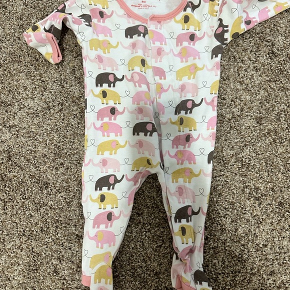 Magnificent Baby Pink and Yellow Elephant Print Footie - Picture 1 of 2